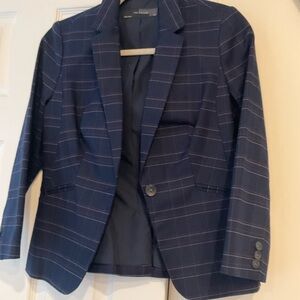 The Limited Dark Blue Plaid Blazer